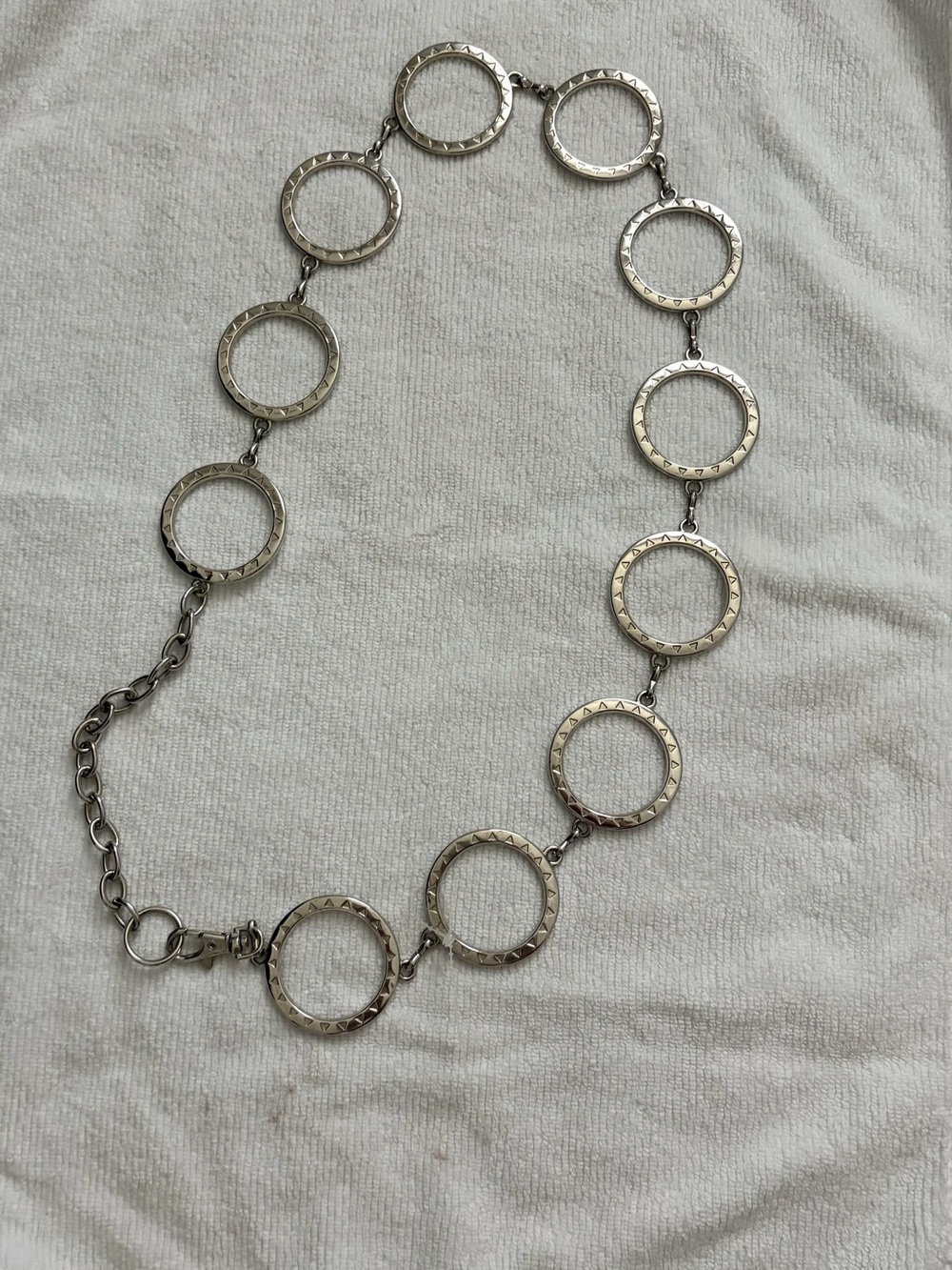 Silver-Tone Open Circle Link Necklace
